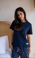 Women Summer Pajama set Dark Blue T-shirt + Stars Shorts